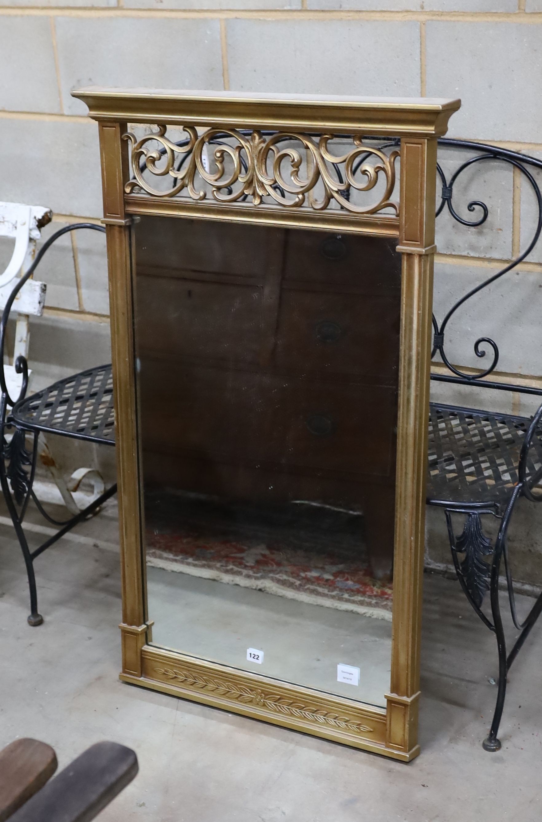 A Regency style rectangular gilt framed wall mirror, width 68cm, height 111cm